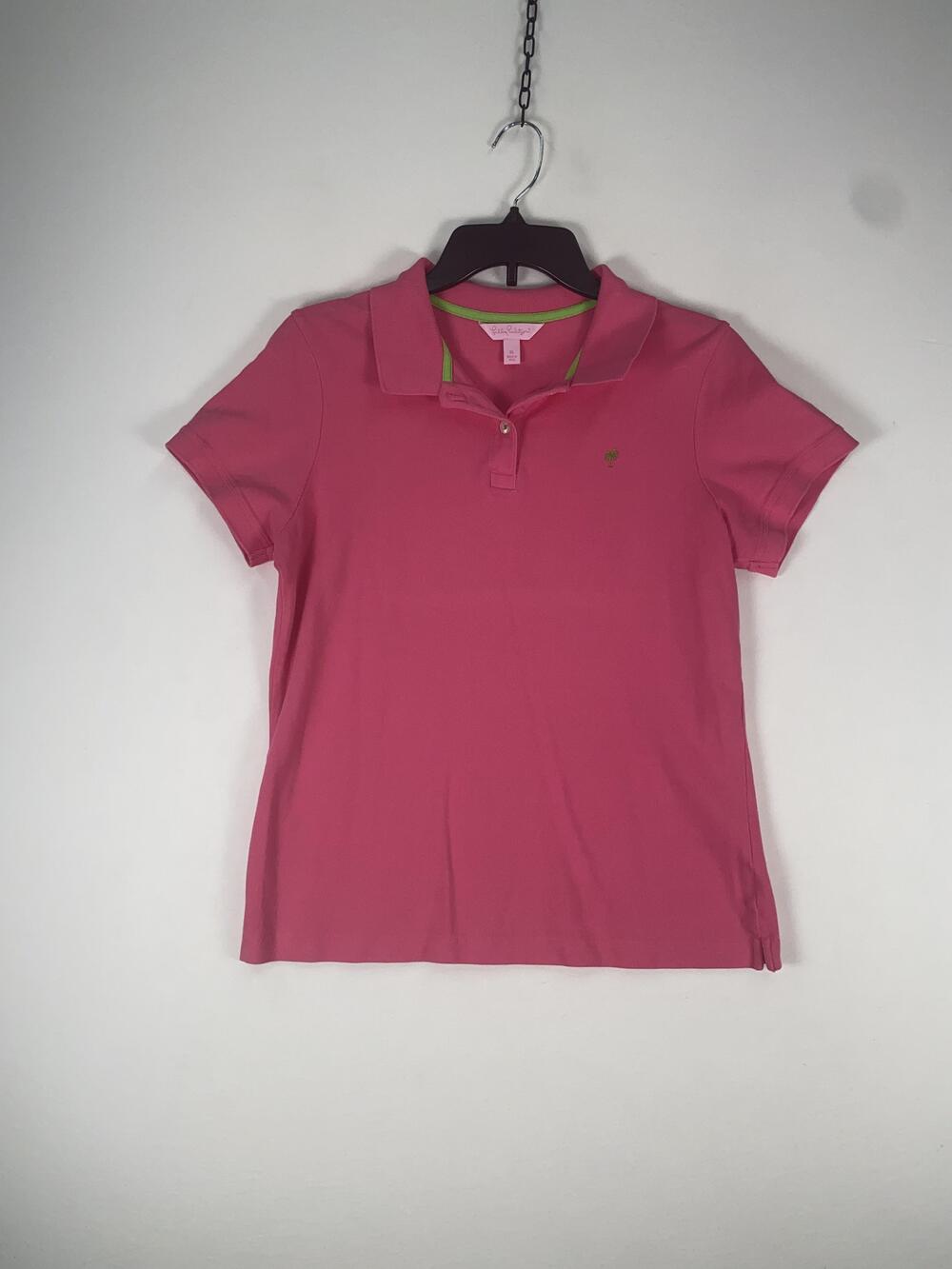 Lilly Pulitzer Polo Shirt Womens XL Pink Short Sleeve Pima Cotton Stretch Knit